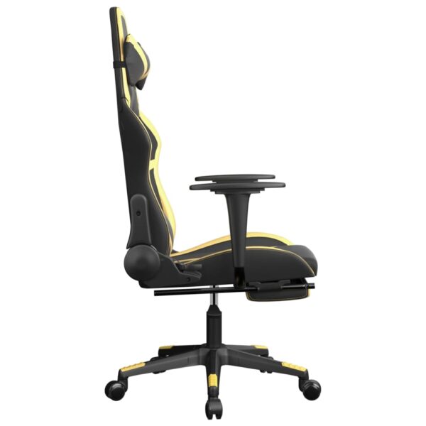 vidaXL Massage Gaming Chair with Footrest Black&Gold Faux Leather - Image 5