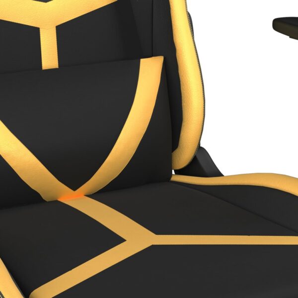 vidaXL Massage Gaming Chair with Footrest Black&Gold Faux Leather - Image 9