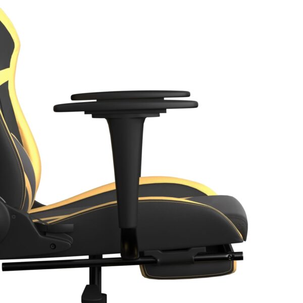 vidaXL Massage Gaming Chair with Footrest Black&Gold Faux Leather - Image 11