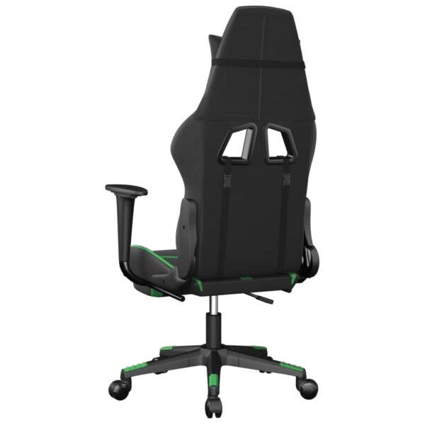 vidaXL Massage Gaming Chair with Footrest Black&Green Faux Leather - Image 6