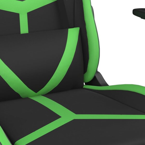 vidaXL Massage Gaming Chair with Footrest Black&Green Faux Leather - Image 9