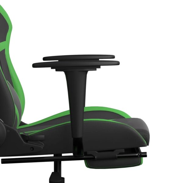 vidaXL Massage Gaming Chair with Footrest Black&Green Faux Leather - Image 11