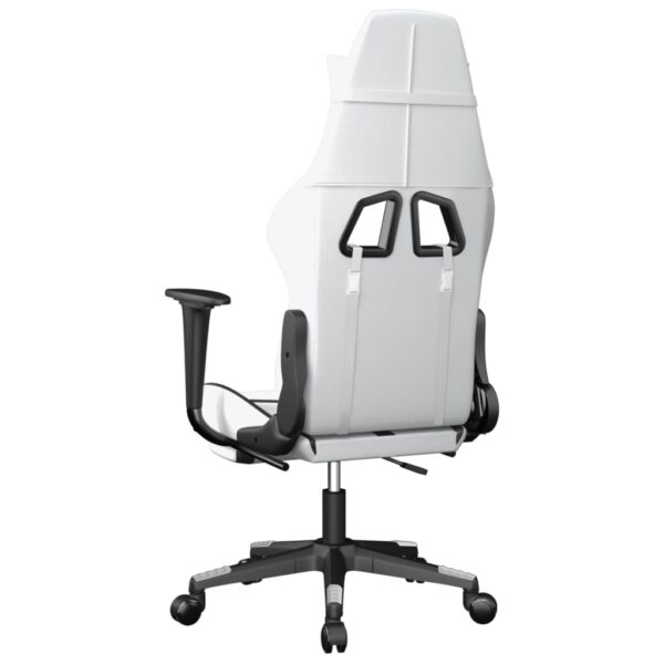 vidaXL Massage Gaming Chair with Footrest White&Black Faux Leather - Image 6