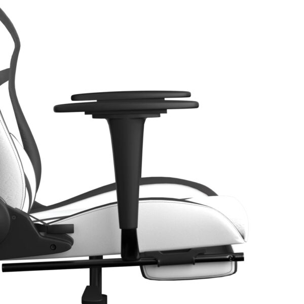 vidaXL Massage Gaming Chair with Footrest White&Black Faux Leather - Image 11