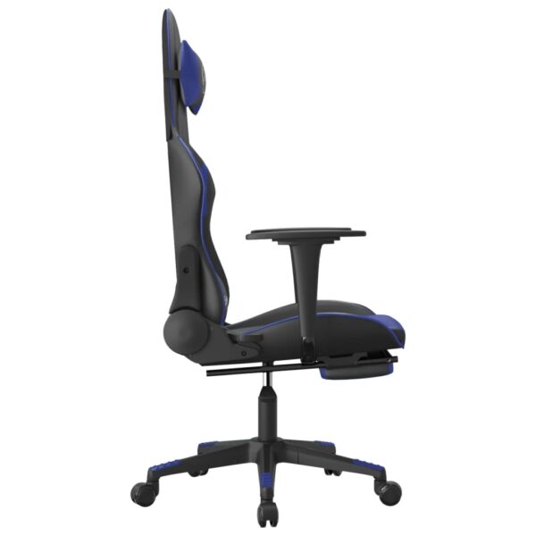 vidaXL Massage Gaming Chair with Footrest Black&Blue Faux Leather - Image 5