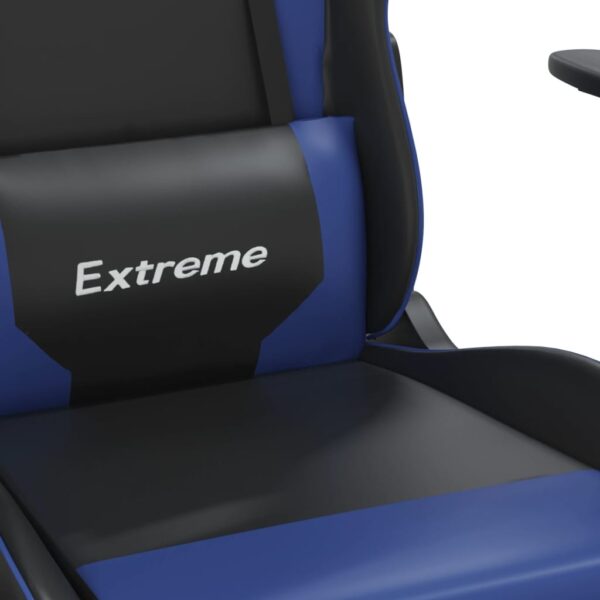 vidaXL Massage Gaming Chair with Footrest Black&Blue Faux Leather - Image 9