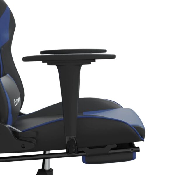 vidaXL Massage Gaming Chair with Footrest Black&Blue Faux Leather - Image 11