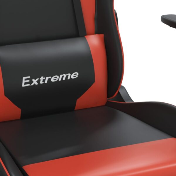 vidaXL Massage Gaming Chair with Footrest Black&Red Faux Leather - Image 9