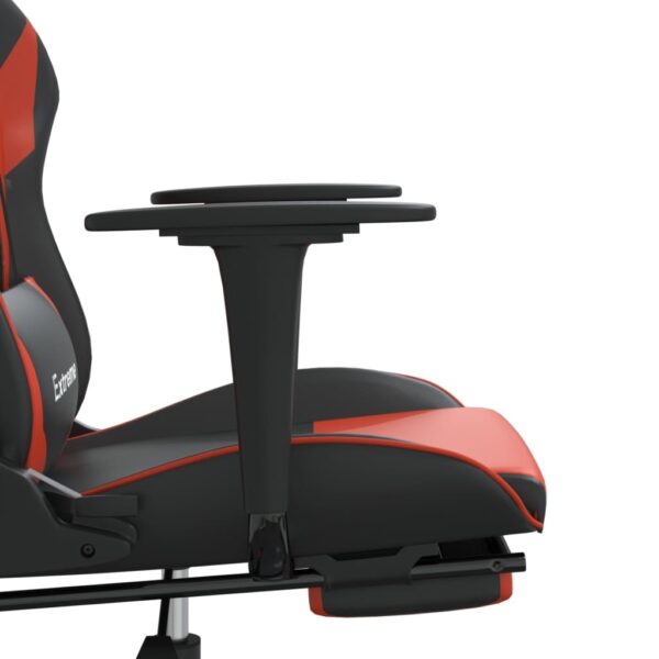 vidaXL Massage Gaming Chair with Footrest Black&Red Faux Leather - Image 11