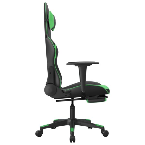 vidaXL Massage Gaming Chair with Footrest Black&Green Faux Leather - Image 5