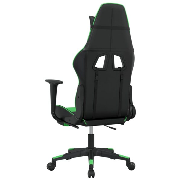 vidaXL Massage Gaming Chair with Footrest Black&Green Faux Leather - Image 6