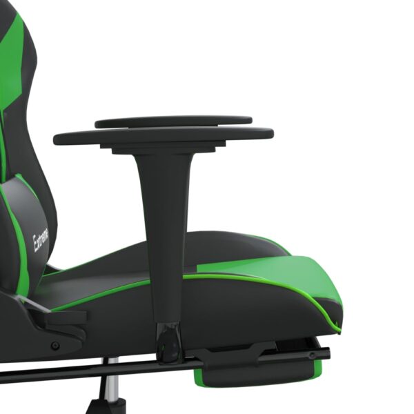 vidaXL Massage Gaming Chair with Footrest Black&Green Faux Leather - Image 11