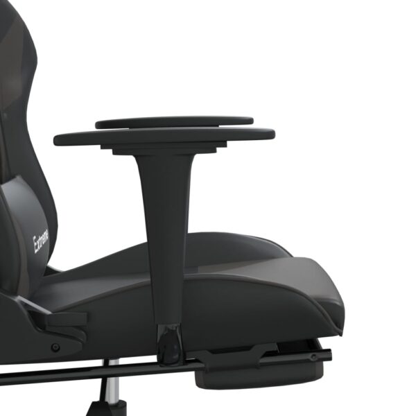 vidaXL Massage Gaming Chair with Footrest Black&Gray Faux Leather - Image 11