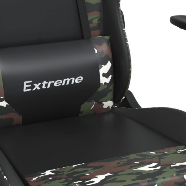 vidaXL Massage Gaming Chair with Footrest Black&Camouflage Faux Leather - Image 9