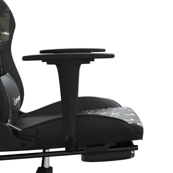 vidaXL Massage Gaming Chair with Footrest Black&Camouflage Faux Leather - Image 11