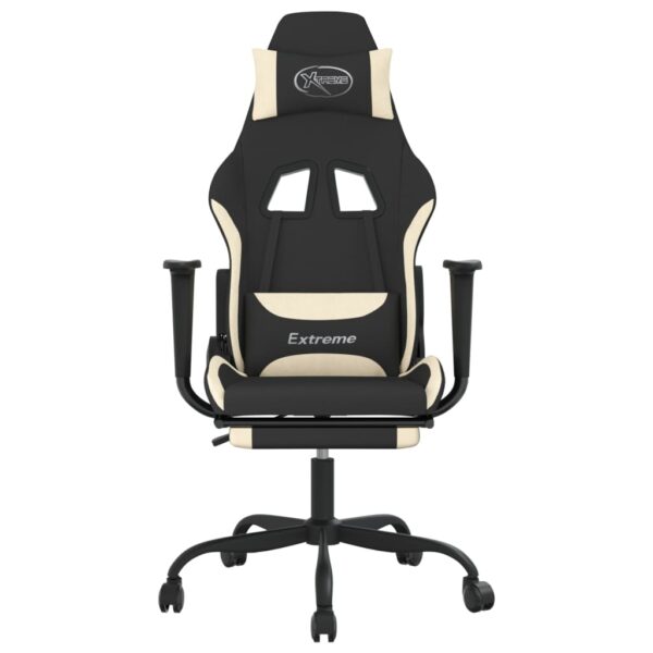 vidaXL Massage Gaming Chair with Footrest Black and Cream Fabric - Image 3