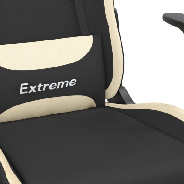 vidaXL Massage Gaming Chair with Footrest Black and Cream Fabric - Image 9