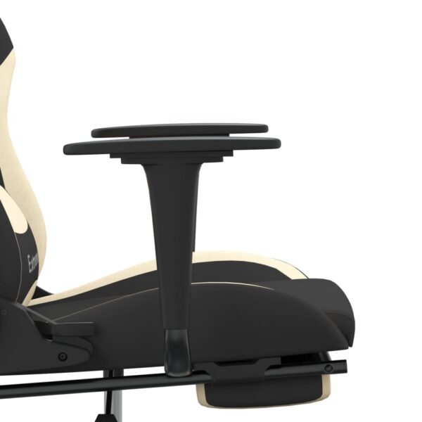 vidaXL Massage Gaming Chair with Footrest Black and Cream Fabric - Image 10