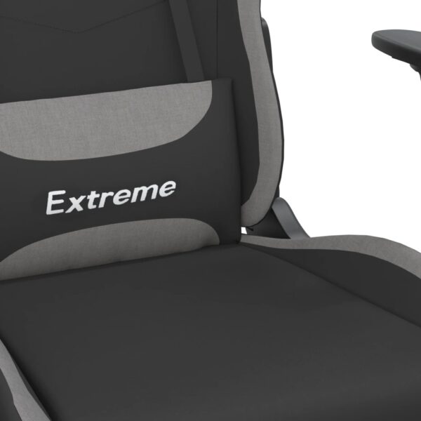 vidaXL Massage Gaming Chair with Footrest Black and Light Gray Fabric - Image 9