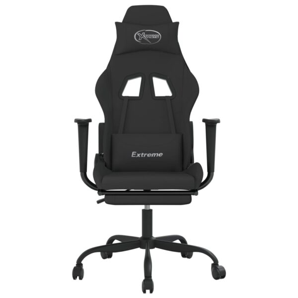 vidaXL Massage Gaming Chair with Footrest Black Fabric - Image 3