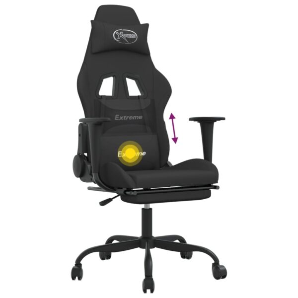 vidaXL Massage Gaming Chair with Footrest Black Fabric - Image 12