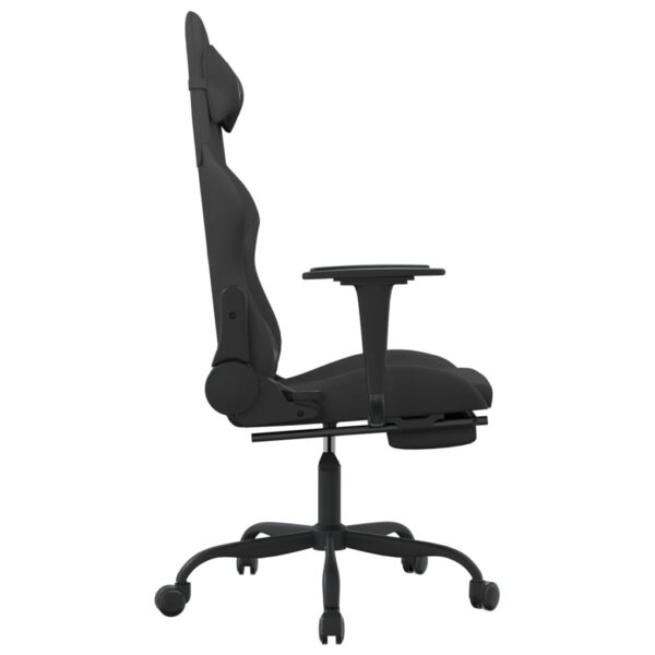 vidaXL Massage Gaming Chair with Footrest Black Fabric - Image 5