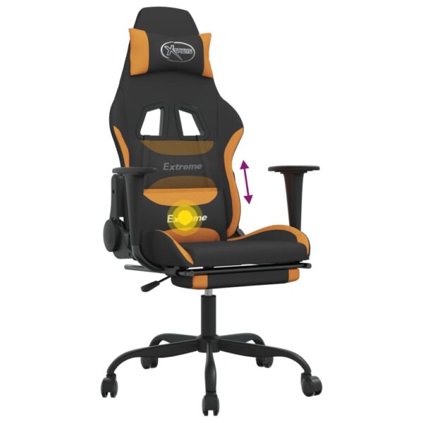 vidaXL Massage Gaming Chair with Footrest Black and Orange Fabric - Image 12