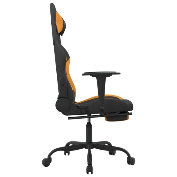 vidaXL Massage Gaming Chair with Footrest Black and Orange Fabric - Image 5