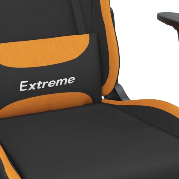 vidaXL Massage Gaming Chair with Footrest Black and Orange Fabric - Image 9