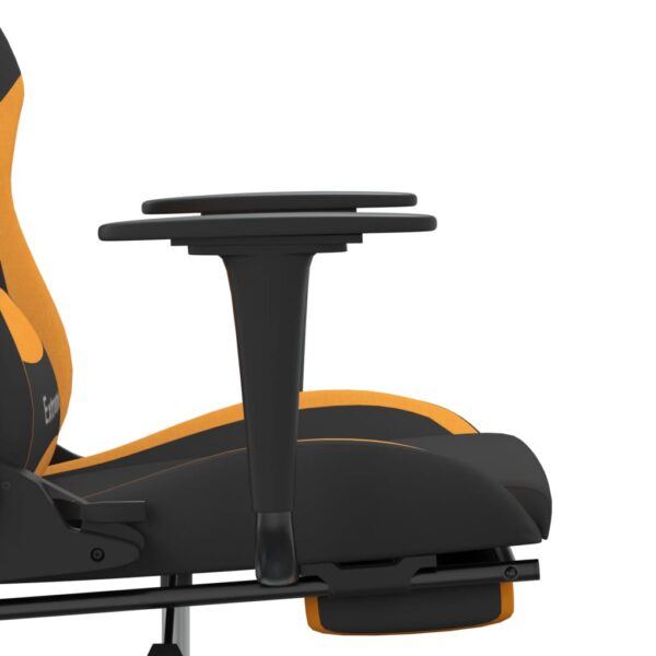 vidaXL Massage Gaming Chair with Footrest Black and Orange Fabric - Image 10