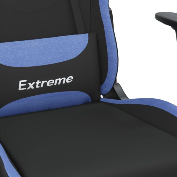 vidaXL Massage Gaming Chair with Footrest Black and Blue Fabric - Image 9