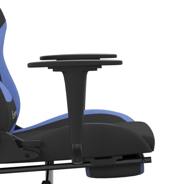 vidaXL Massage Gaming Chair with Footrest Black and Blue Fabric - Image 10