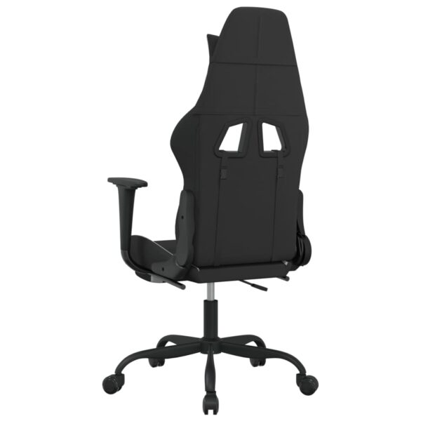 vidaXL Massage Gaming Chair with Footrest Black and White Fabric - Image 6