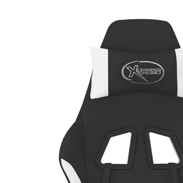 vidaXL Massage Gaming Chair with Footrest Black and White Fabric - Image 8