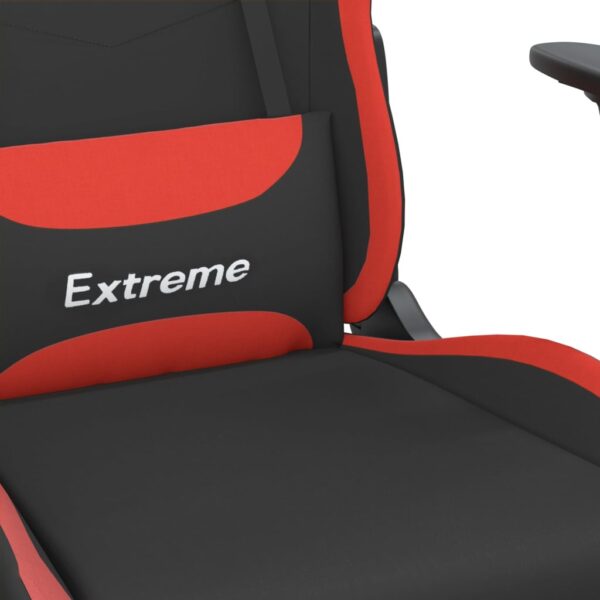 vidaXL Massage Gaming Chair with Footrest Black and Red Fabric - Image 9