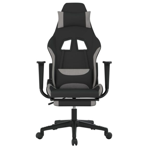 vidaXL Massage Gaming Chair with Footrest Black and Light Gray Fabric - Image 3