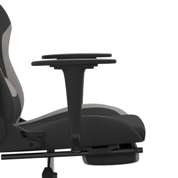 vidaXL Massage Gaming Chair with Footrest Black and Light Gray Fabric - Image 9