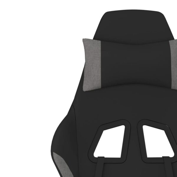 vidaXL Massage Gaming Chair with Footrest Black and Light Gray Fabric - Image 10