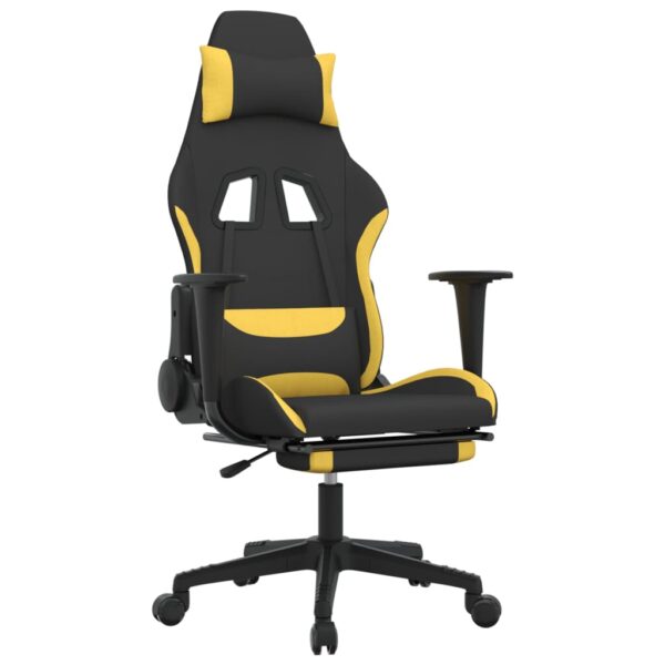 vidaXL Massage Gaming Chair with Footrest Black and Yellow Fabric - Image 2