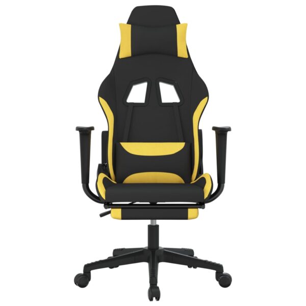 vidaXL Massage Gaming Chair with Footrest Black and Yellow Fabric - Image 3