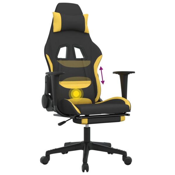 vidaXL Massage Gaming Chair with Footrest Black and Yellow Fabric - Image 12