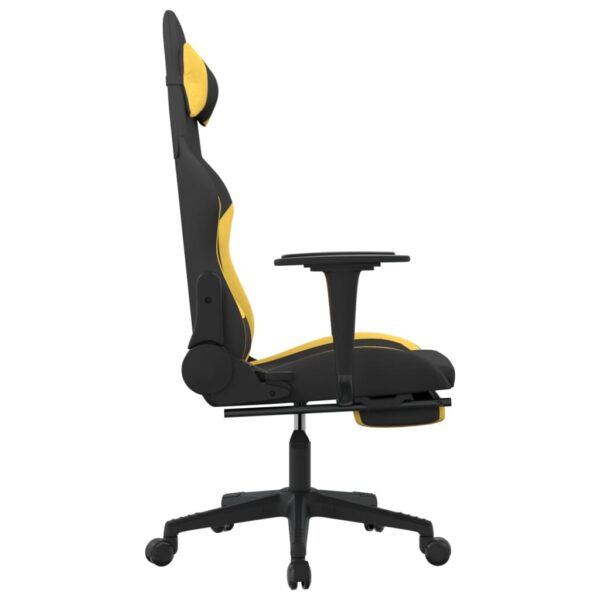 vidaXL Massage Gaming Chair with Footrest Black and Yellow Fabric - Image 4