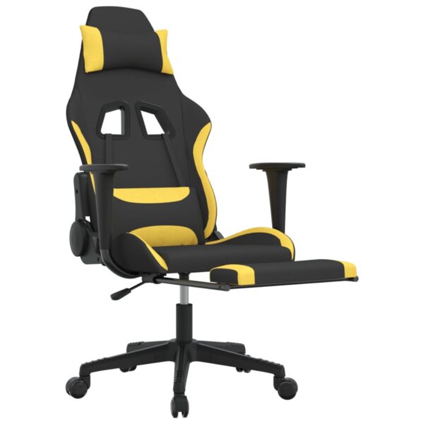 vidaXL Massage Gaming Chair with Footrest Black and Yellow Fabric - Image 6