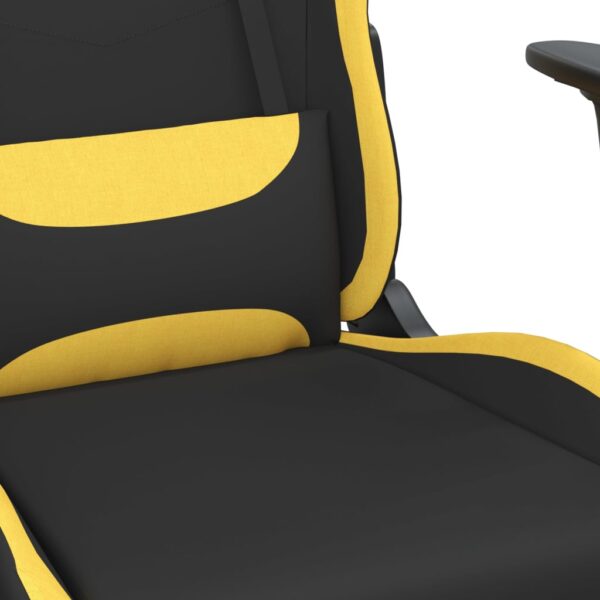 vidaXL Massage Gaming Chair with Footrest Black and Yellow Fabric - Image 7