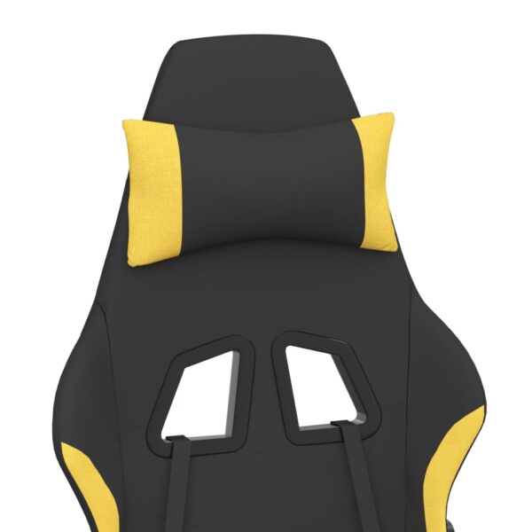 vidaXL Massage Gaming Chair with Footrest Black and Yellow Fabric - Image 8