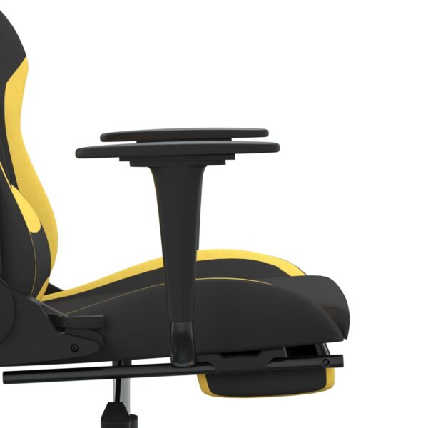 vidaXL Massage Gaming Chair with Footrest Black and Yellow Fabric - Image 9