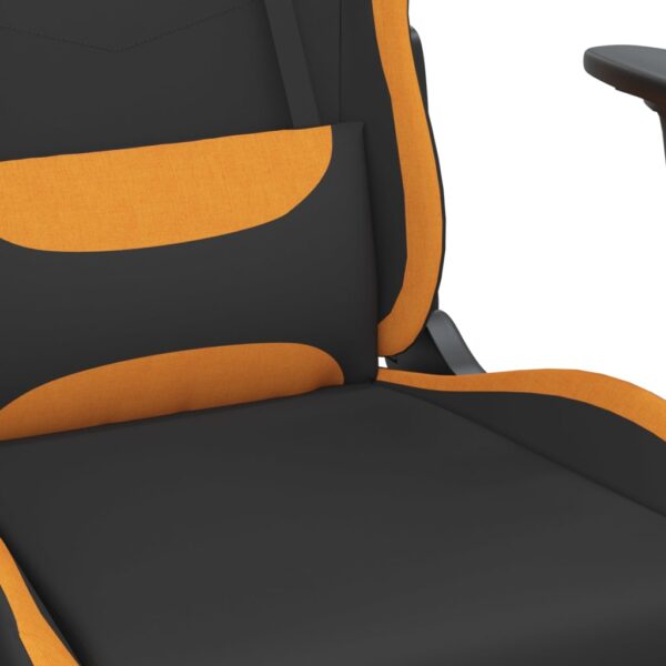 vidaXL Massage Gaming Chair with Footrest Black and Orange Fabric - Image 7