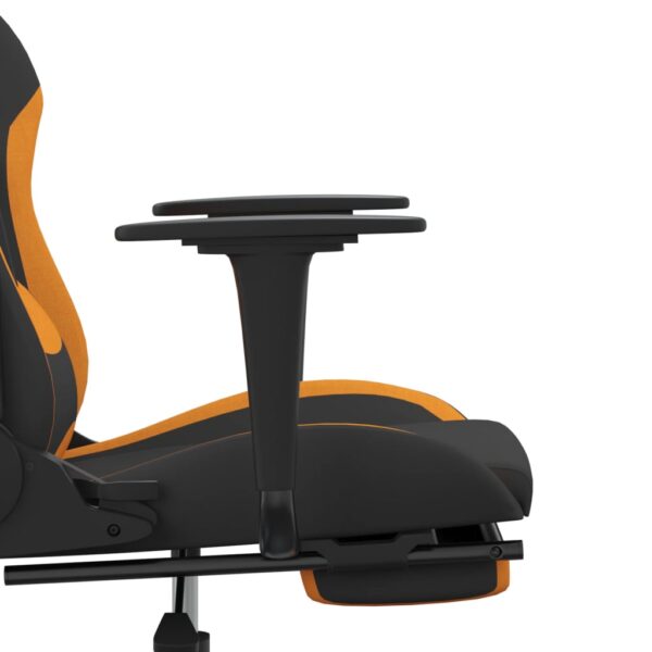 vidaXL Massage Gaming Chair with Footrest Black and Orange Fabric - Image 9