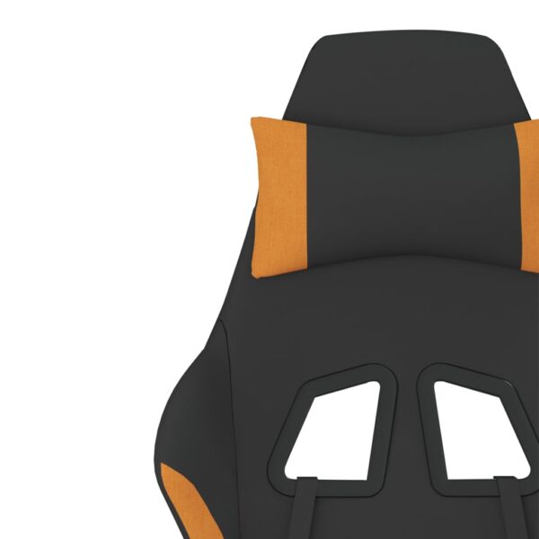 vidaXL Massage Gaming Chair with Footrest Black and Orange Fabric - Image 10