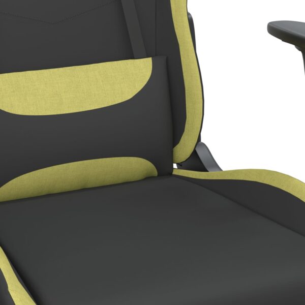 vidaXL Massage Gaming Chair with Footrest Black and Light Green Fabric - Image 7